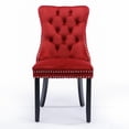 thumbnail image 3 of Dining Chairs Set of 2, Modern Velvet Upholstered Dining Room Chairs with Button Tufted Back & Nailhead Trim & Ring Pull, Wingback Dinner Chairs with Solid Wood Legs for Kitchen Dining Room, Burgundy, 3 of 7