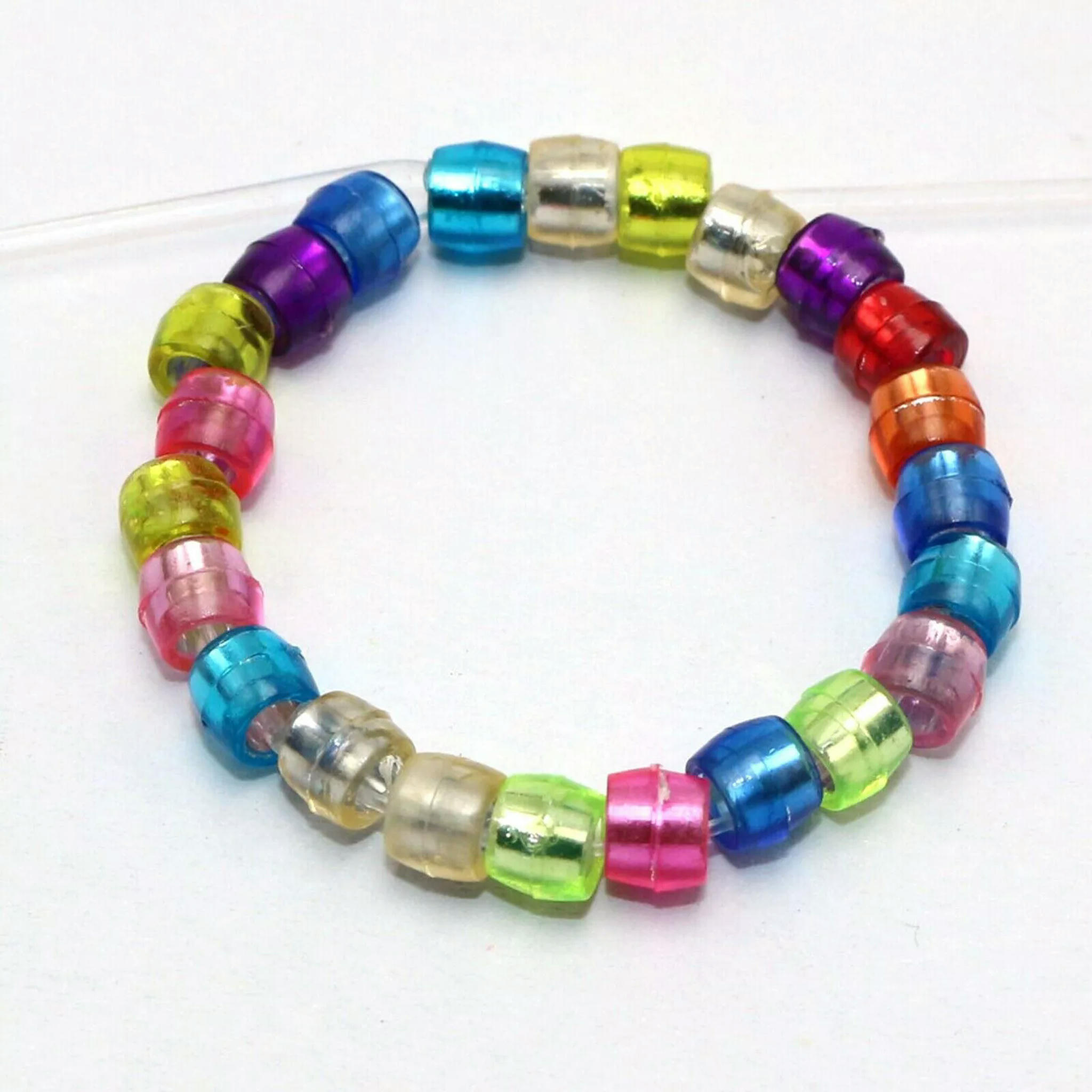 EOEMY 5000 Mixed Color Silver Foil Acrylic Barrel Mini Pony Bead 4X3mm Kids Craft Kand
