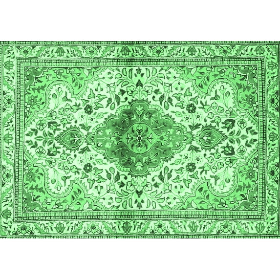 Ahgly Company Indoor Rectangle Persian Emerald Green Traditional Area Rugs, 2' x 5'