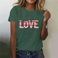 thumbnail image 6 of AuroraX Loose Fit T-Shirts for Women,1/4 Sleeve Crewneck Green Graphic Women Tops Holiday Valentines T Shirts Gifts for Girlfriend, 6 of 8