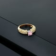 thumbnail image 3 of Gem Stone King 2.09 Ct Round Pink Zirconia 18K Two-Tone Plated Sterling Silver Ring (Size 5), 3 of 4