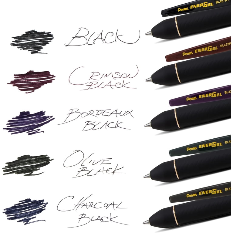 Pentel EnerGel Kuro Gel Pen, Shades of Black, 0.7mmtip, Assorted