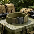 thumbnail image 3 of TEAJOPSUU Men's Lightweight-Duty Nylon Belt with Quick Release Plastic Buckle- Adjustable Utility Belt for Outdoor Work Hiking Cargo Pants Trim to Fit Olive Green, 3 of 6
