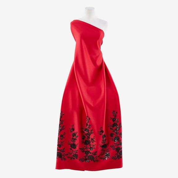 Zelouf Hula Sequins Embroidery Scuba  , Sewing, DIY, Crafts Fabric by the Yard, Red Delight, 3 Yard