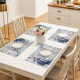 thumbnail image 6 of Placemats Set of 4 - 13x19 Inch, Navy Blue Pumpkins Fall Non-Slip Washable Place Mats for Dining Table, Thanksgiving Wooden Eucalyptus Leaves Polyester & Linen Blend Table Mats for Kitchen Party, 6 of 9