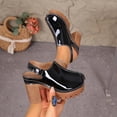 thumbnail image 2 of Black Heeled Sandals For Ladies Slip On Casual With Closed Toe Design Thick Heel And Thick Sole For Summer Outings And Casual Wear Size 37, 2 of 9