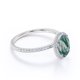 thumbnail image 5 of JeenMata Anillo de Compromiso de 1,50 Quilates con Halo Pavé de Moissanita y Ágata Verde Musgo Dendrítica Blanca Lechosa Natural Ovalada de 4 Puntas en Baño de Oro Blanco de 18 K sobre Plata, 5 of 6
