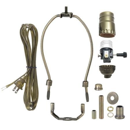 

B&P Lamp® Antique Brass Finish Table Lamp Wiring Kit with a 10 Inch Harp and 3-Way Socket