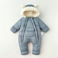 thumbnail image 2 of Snowsuit Winter Coat for Girls Boys Snowsuit Insulated Padded Jumpsuit with Attached Mittens Booties Double Zipper Baby Toddler Warm Outfit Outerwear Jacket 12-18 Months, 2 of 5
