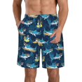 thumbnail image 1 of Sikiie Cartoon Surfer Sharks Print Men's Beach Shorts, High Elastic Quick-drying Shorts - with Drawstring and Slip Pockets, Suitable for Beach, Sports, Vacation-Medium, 1 of 6