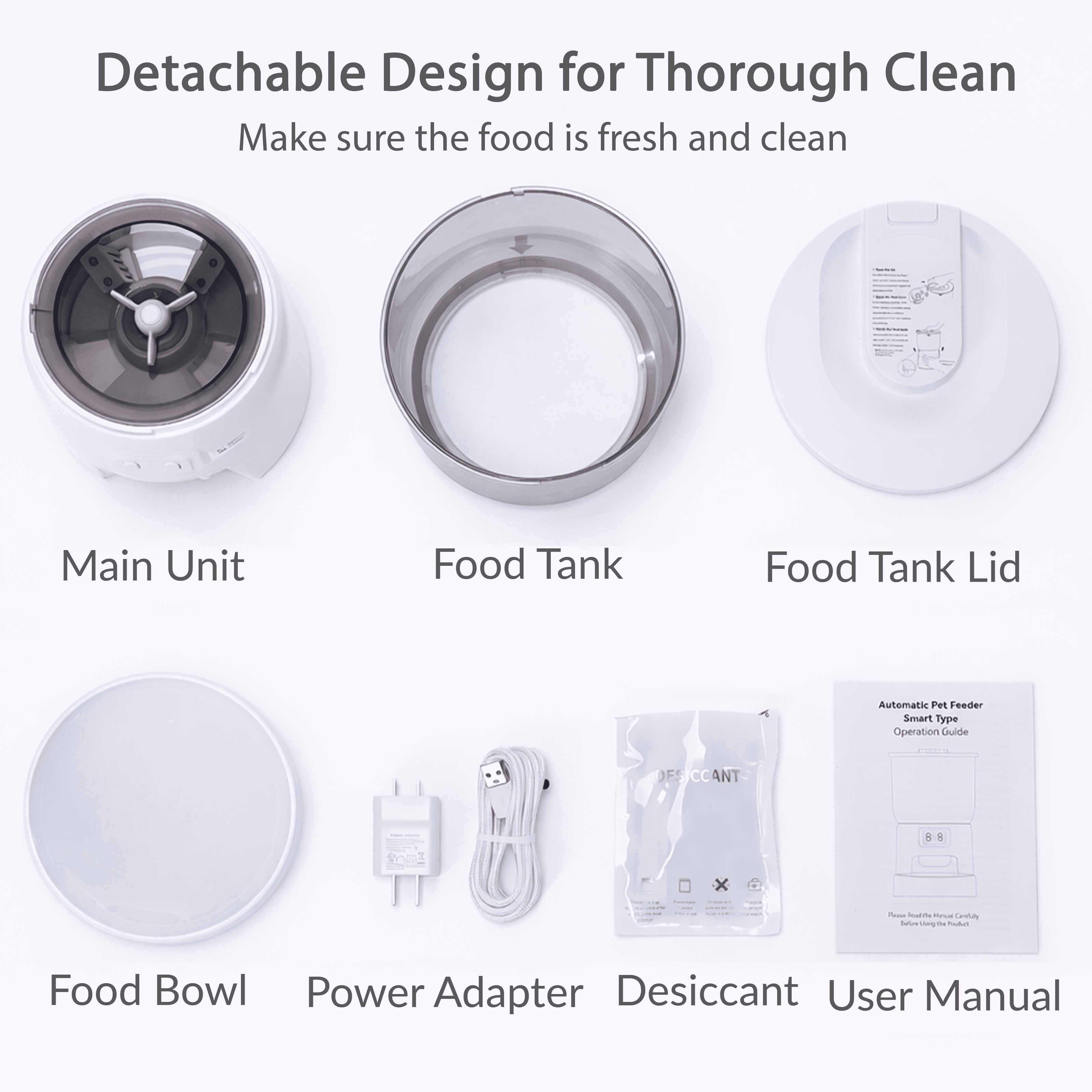 Waithem Wi-Fi Automatic Pet Feeder for Cats&Dogs, Timed Dry Food Dispenser with App Programmable Portion Control, Up to 10 Meals Per Day, Dual Power Supply, 5G/2.4G WLAN, 1 Desiccant Bag Included