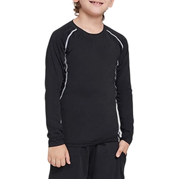 EnJoCho Boys Long Sleeve Compression Shirt Thermal Warm Tight Fit Top Winter Basketball Football Gym Workout Boys Long Sleeve Shirts