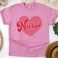 thumbnail image 1 of Graphic Nurse Tee with Retro Heart Pattern for Medical Staff, Azalea, Size 2XL, 1 of 6