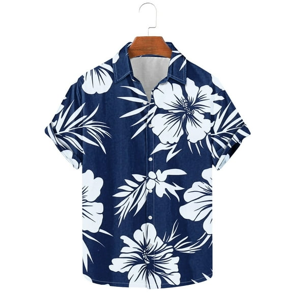 Sakmal Short Sleeve Men's and Big Men's Button Down Hawaiian Shirts Lightweight Tshirts Floral Tropical Mens Shirts L