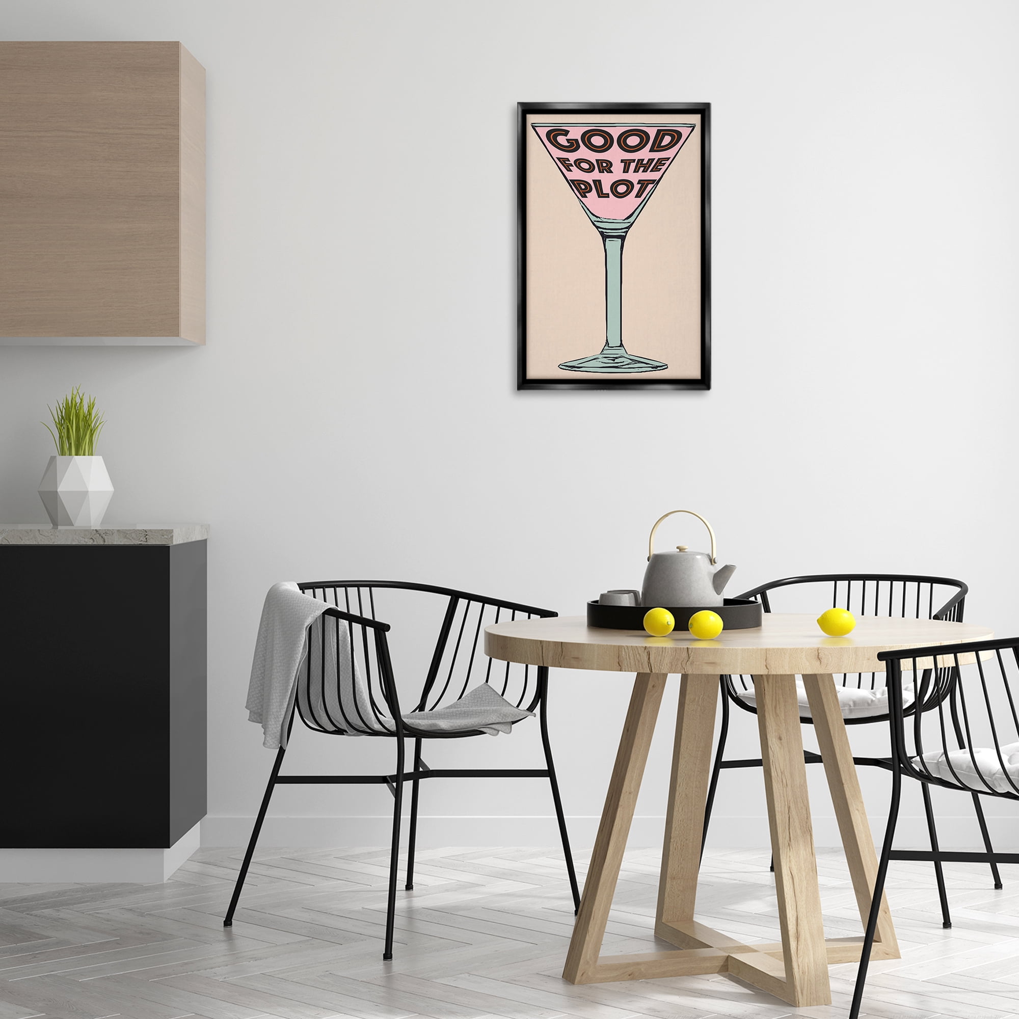 Stupell Industries Good For The Plot Cocktail Food & Beverage Painting Black Floater Framed Canvas Art Print Wall Art, 17 x 25