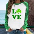 thumbnail image 2 of Spring Tops for Women Raglan Long Sleeved Top New Raglan Saint Dwarf Print Spliced T Shirts for Women Green XXXL, 2 of 4