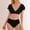 w93# Black432, variant on Wuxian Women 2 Piece Bikini Set Solid Color Swimwear Short Puff Sleeve Square Collar Crop Top Push Up Bra High Waist Ruffled Lace Up Fashionable Cozy Bathing Suit Swimsuit,Black,L