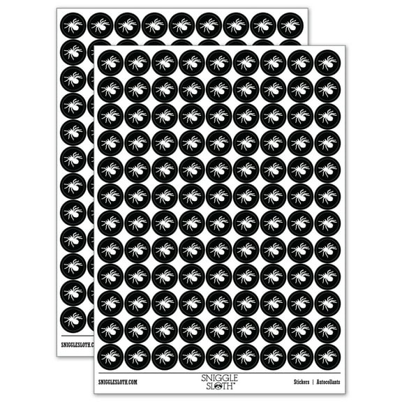 Tarantula Spider Solid 200  Round Stickers - Black - Gloss Finish - 0.50" Size