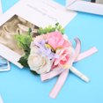 thumbnail image 3 of 4 Uds rosa púrpura boda ramillete Boutonniere pulsera hecha a mano novio broche Pin flor, 3 of 8