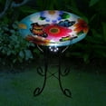 thumbnail image 2 of Angelo Décor 22.5-inch tall Butterfly Glass Birdbath with Metal Stand and Solar Light, 2 of 5