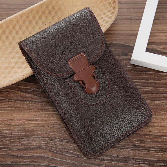 Clispeed Vintage Style PU Waist Bag for Men, Mobile Phone Holder, Coffee Color, and Stylish