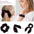 Valentine's Day Love ECG Bow Hair Rings Set Hair Tie Ribbon Hair
