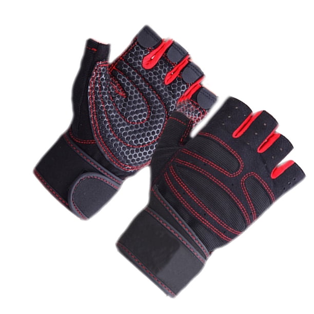 Soidarity 1 par de guantes de Fitness, manoplas de entrenamiento de levantamiento de pesas de medio dedo, accesorios de protección de manos portátiles Ropa Deportiva, Zapatos Rojo XL Soidarity OD027584-04