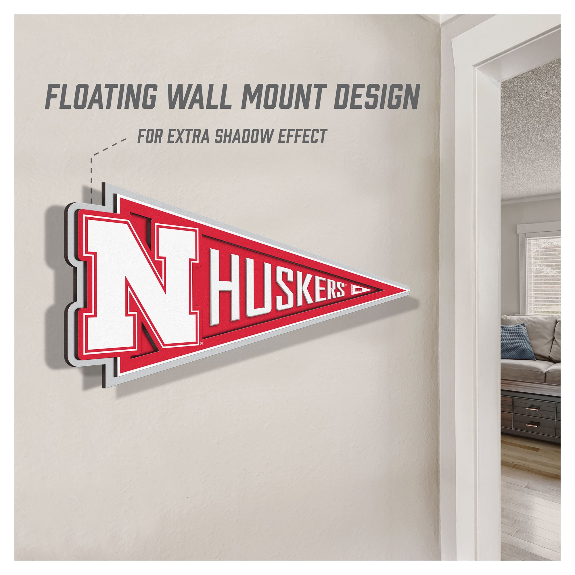 IDNA Nebraska Huskers 23" 3D Pennant Wall Art