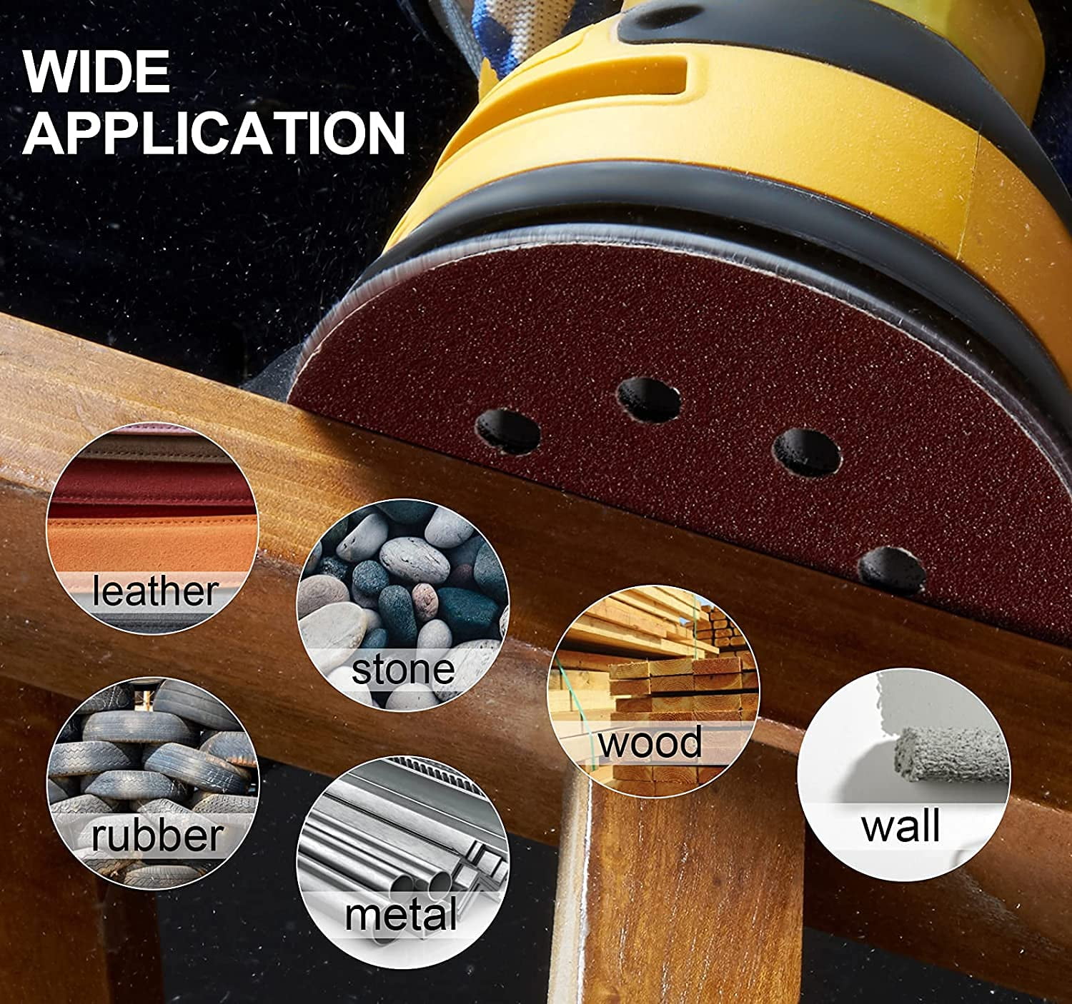 XiHAMA 12-inch PSA Sanding Discs 60 Grits NO-Hole Self Stick Adhesive Back Aluminum Oxide Sanding Discs for Orbital Sander