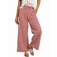 thumbnail image 1 of Pantalones Palazzo de Pierna para Mujer, Cintura Alta, con Cordón, Informales, Holgados, con Bolsillos, para Verano y Otoño. Rojo XXL, 1 of 10