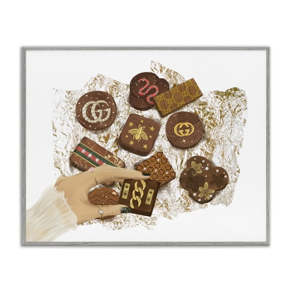 Stupell Industries Glam Fashion Brand Candy Sample Gray Framed Giclee Art, 20 x 16, by Ziwei Li