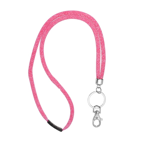 Uxcell Bling Keychain Lanyard Crystal Lanyard Keychain with Metal Clasp Pink