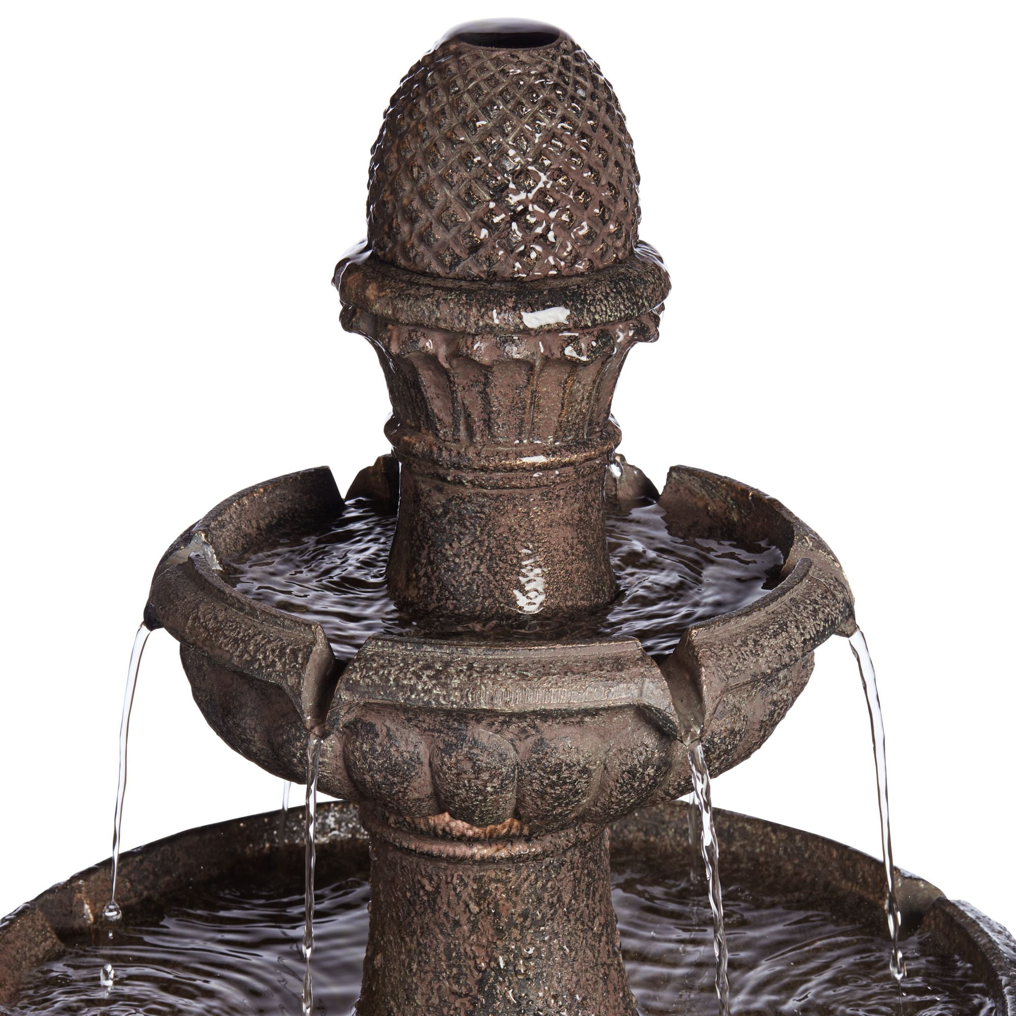 Rendaux 43" High Large Italian Outdoor Decor Gray Faux Stone Floor Fountain with Light LED 3-Tier Outside
