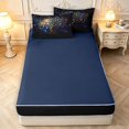 thumbnail image 4 of Homewish Watercolor Nature Tree Zipper Twin Comforter Sets with Fitted Sheet and 2 Pillowcases,Navy Stars Galaxy Zipper Bedding Set,Navy Blue Reversible,4pcs, 4 of 8