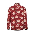 thumbnail image 5 of Women's Floral Print Stand Up Collar Pleated Cotton Long Sleeve Button Jacket with Vintage Christmas Design for Casual and Retro Style,Red,XL, 5 of 5