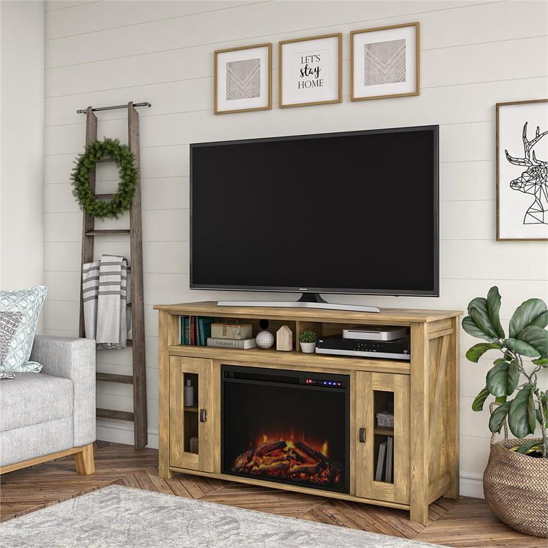 Ameriwood Home Bloomfield Fireplace Tv Stand Up To 48 In Natural Walmart Com Walmart Com