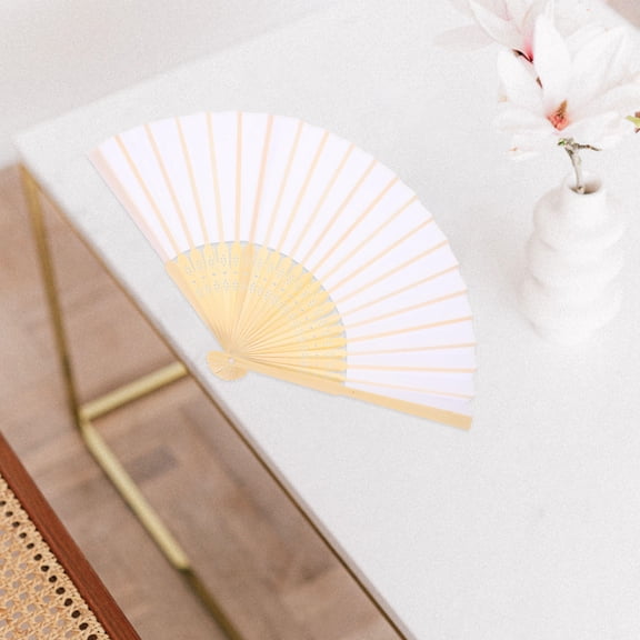 NIYANGLE Chinese Style Folding Hand Fan 6Pcs and Simulated Silk Cloth for Dancing Music Festival