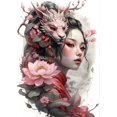 thumbnail image 3 of Póster y impresiones de mariposas y chicas de anime con flores samuráis japonesas modernas, impresión en lienzo, arte de pared, imagen para decoración de sala de estar y estudio, 3 of 5