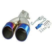 Unique Bargains 1 Set Universal Car Straight Exhaust Tip Muffler Tailpipe 2.5 Inch Inlet 3.14 Inch Outlet Burnt Blue