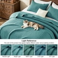 thumbnail image 5 of Exclusivo Mezcla King Size Quilt Bedding Set, Stripe Stitching Teal Quilts King Size for All Seasons, Soft Lightweight Microfiber Bedspreads Coverlets Bed Cover, 104"x96", 5 of 6