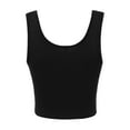 thumbnail image 3 of A2Y Women's Fitted Rayon Scoop Neck Sleeveless Crop Tank Top Black L, 3 of 3