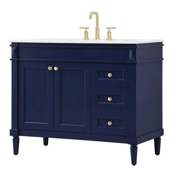 Elegant Decor Bennett 42" Aluminum MDF Single Bathroom Vanity in Blue