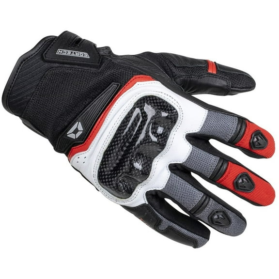 Cortech Sonic Flo Mens Leather/Textile Motorcycle Gloves Red/White SM