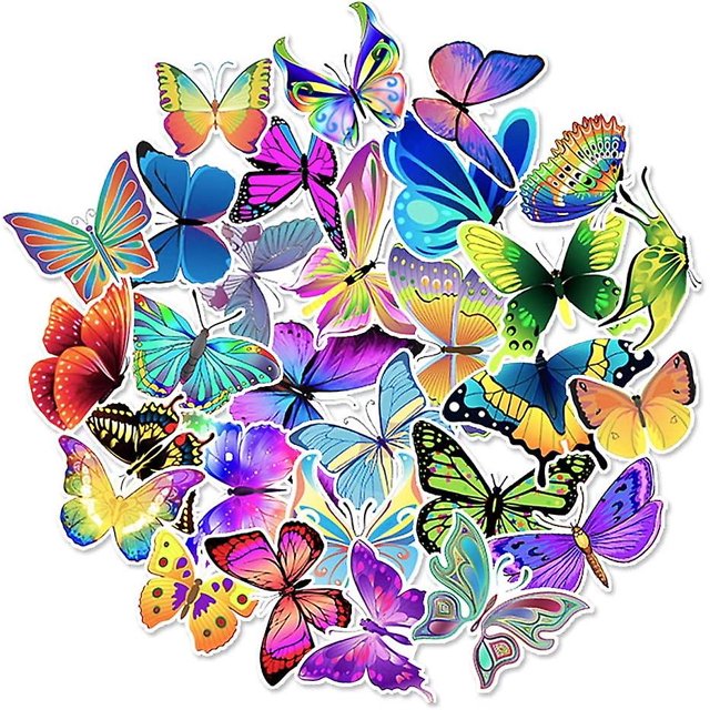 Set de pegatinas 50 piezas, Pegatinas estéticas de mariposas, pegatinas de vinilo impermeables para portátil maleta caja del teléfono celular casco motocicleta monopatín snowbo