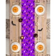 thumbnail image 4 of Table Runner Dresser Scarves 108 Inch Long,Halloween Seamless Cat Pumpkin Ghost Linen Dining Table Runners Scary Skull Purple Tabletop Scarf for Wedding Holiday Party Kitchen, 4 of 9