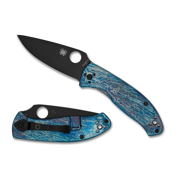 Spyderco Knives Tenacious R.I.L. C122TIBLBKD2P Blue Titanium D2 Pocket Knife  Cuchillo
