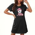thumbnail image 1 of Tnhcen Robe de Nuit à Manches Courtes et Col Rond pour Femmes avec Imprimé d'Halloween, Grande Taille / Chemise de Nuit en Soie de Lait Double Brossée Douce, P-2TG / Vêtements de Nuit Confortables pour Femmes Grande Taille, 1 of 3