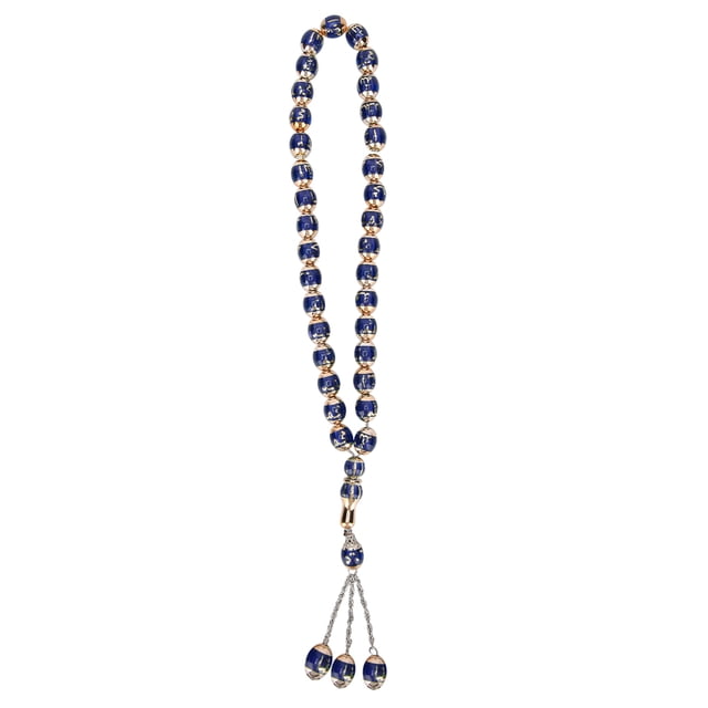 Rosario musulmán unisex de resina con cuentas redondas con palabras, accesorio para adoración, color azul