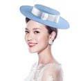 thumbnail image 3 of Hsqqdc Blue Wide Brim Church Hat with Bow, Elegant Derby Fascinator Hat, 3 of 7