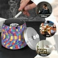 thumbnail image 4 of Yayeee Ashtray with Lid for Cigarette Smokeless Stainless Steel Home Ash Holder, Yellow Wavy Plaid, 4 of 7